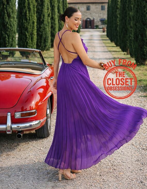Zara Dresses & Skirts - ZARA Purple Pleated Midi Dress NWT Wedding Guest Garden Party M